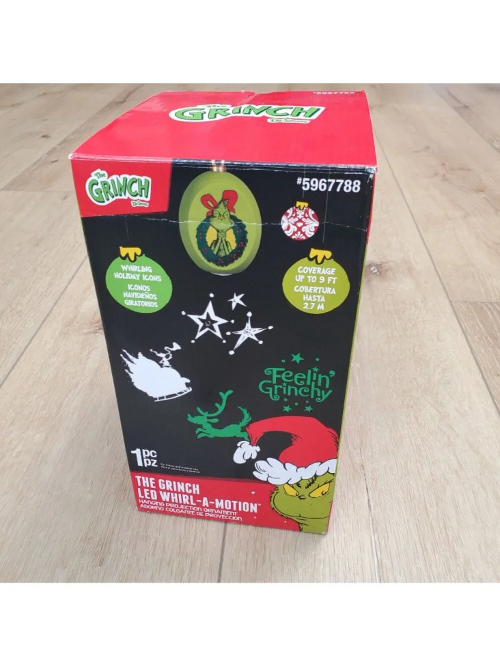 The Grinch LED Whirl-A-Motion Hanging Projector Ornament Holiday Christmas NEW